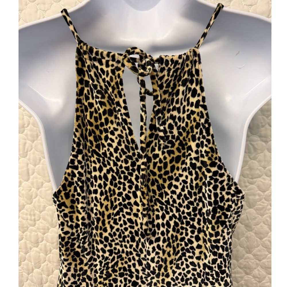 Karen Alexander Boston Proper Leopard Halter Maxi Dress Keyhole Velvet Medium - Picture 3 of 8